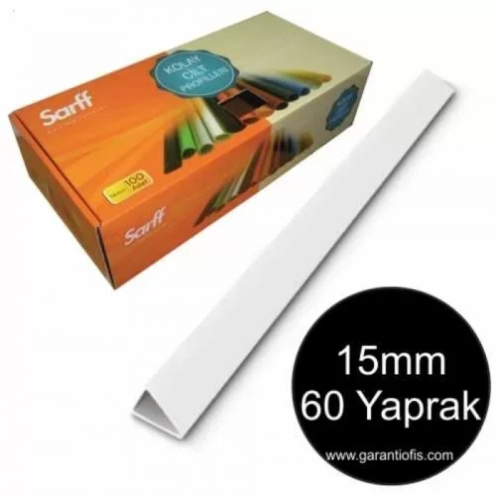 Sarff 15mm Beyaz Üçgen Sırtlık 60 Yaprak Kapasiteli (100 Lü Kutu)