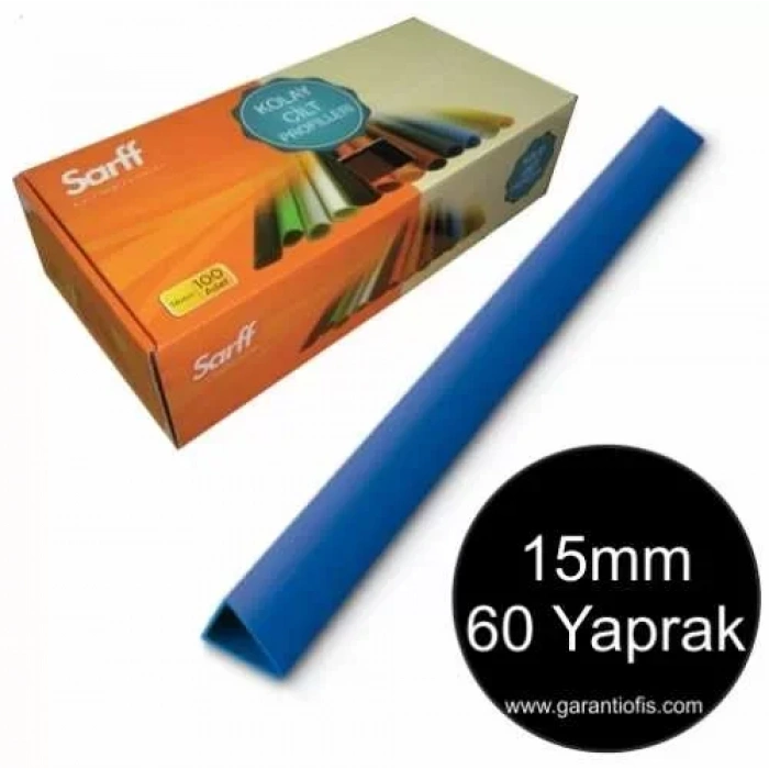 Sarff 15mm Mavi Üçgen Sırtlık 60 Yaprak Kapasiteli (100 Lü Kutu)