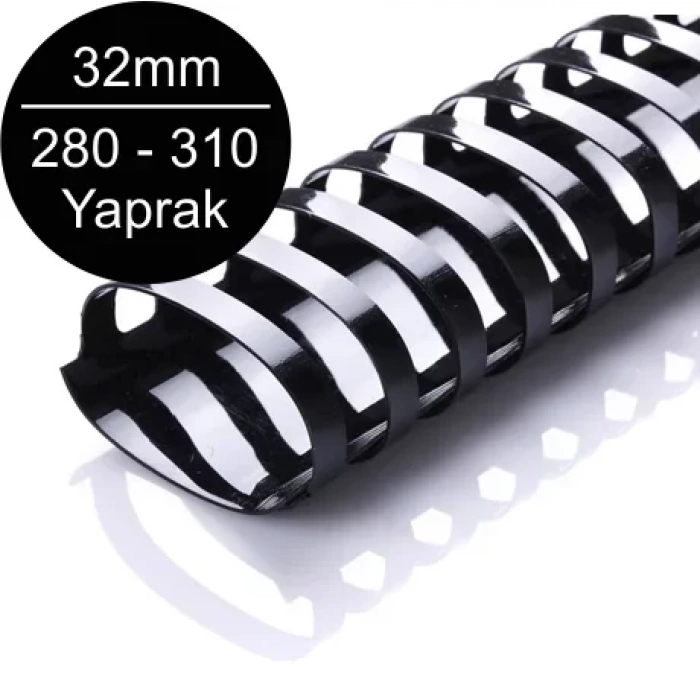 Sarff 25mm Plastik Spiral Siyah 280-310 Yaprak Kapasiteli (50 Li Kutu)