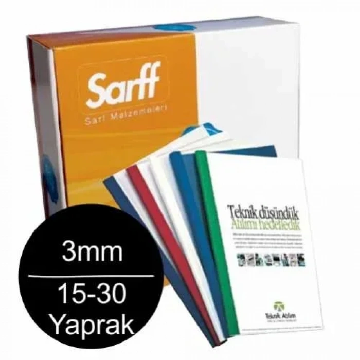 Sarff 3mm Isısal Cilt Kapağı 15-30 Yaprak Kapasiteli (100 Lü Paket)