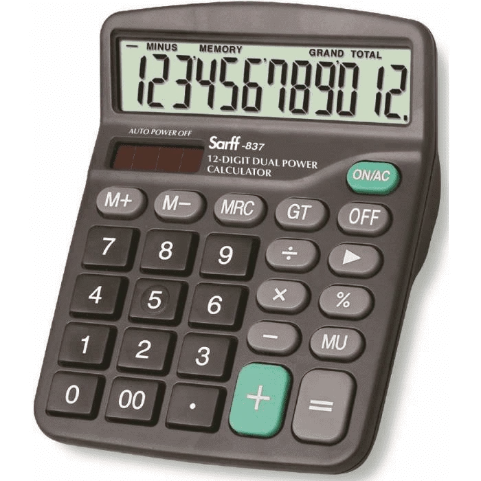 Sarff 837 Güneş Enerjili-Pilli Hesap Makinesi 12 Haneli Güneş Enerjili-Pilli