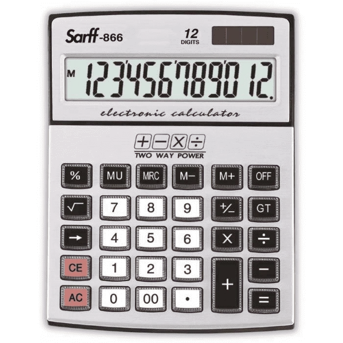 Sarff 866 Güneş Enerjili-Pilli Hesap Makinesi 12 Haneli Güneş Enerjili-Pilli