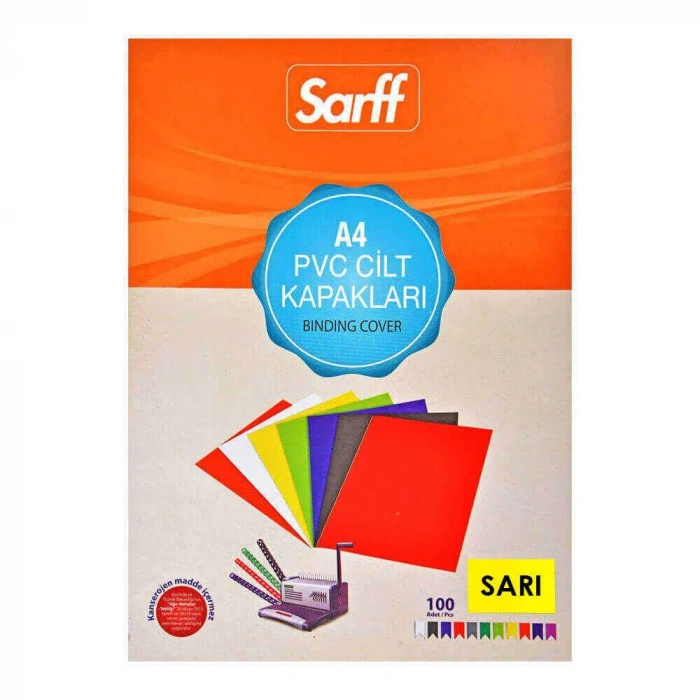 Sarff Cilt Kapağı A4 160 Micron Pvc Opak Sarı 100lü