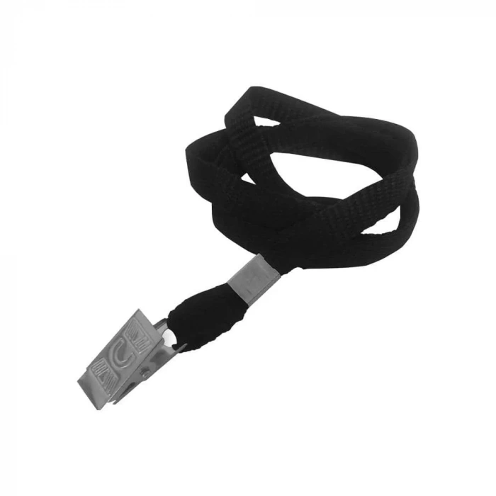 Sarff Kart Askı İpi Metal Klipsli Polyester Dokuma 50li Siyah