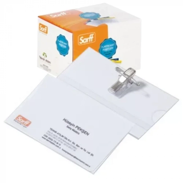Sarff Klipsli Pvc Yaka Kokartı / İsimliği (50 Li Paket)
