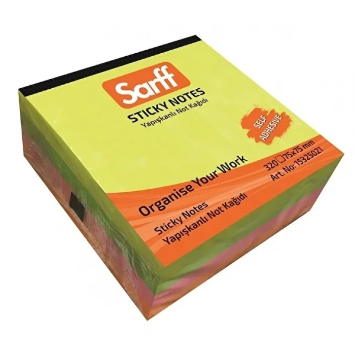 SARFF YAPIŞKANLI KÜPNOT KAĞIDI 75x75 320 YAPRAK NEON 4 RENK (15325021)