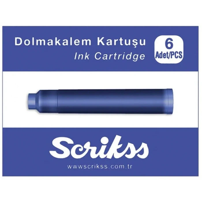 Scrikss Dolma Kalem Kartuşu 6lı Kutu MAVİ