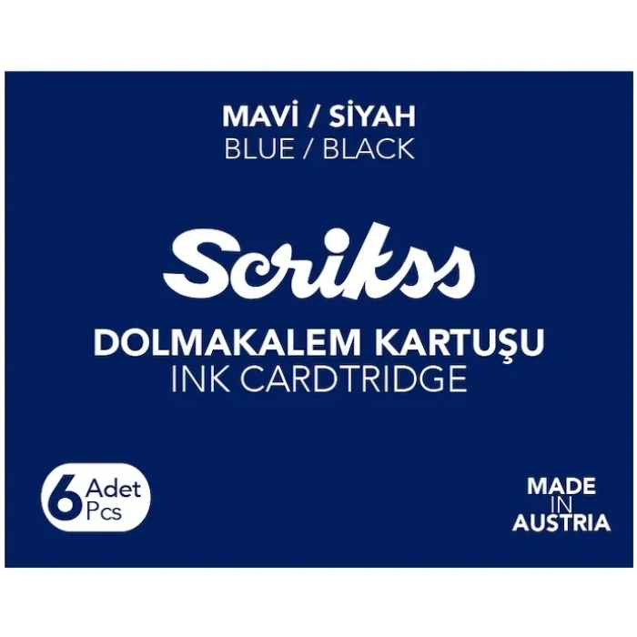 Scrikss Dolma Kalem Kartuşu 6lı Kutu MAVİ-SİYAH