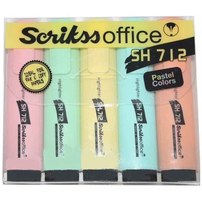 Scrikss Fosforlu İşaretleme Kalem Seti Pastel Tonlar 5 li