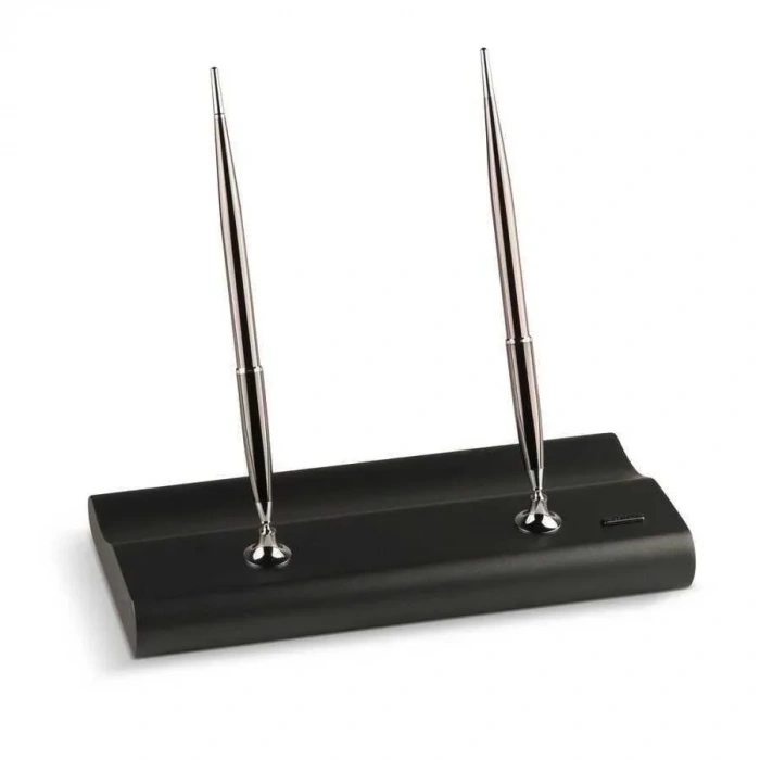 Scrikss Füme Gri Masif Ağaç Dolma Kalem + Tükenmez Kalem Titanyum Masa Seti