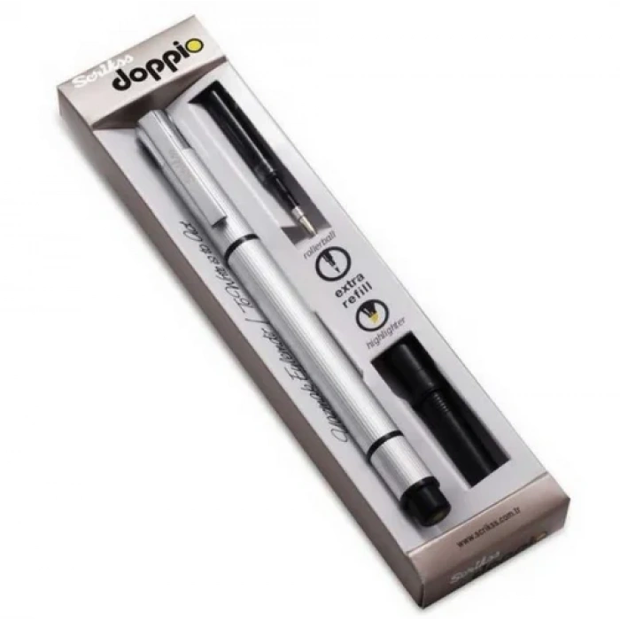 Scrikss Roller Kalem Mavi Doppio - Sarı Fosforlu