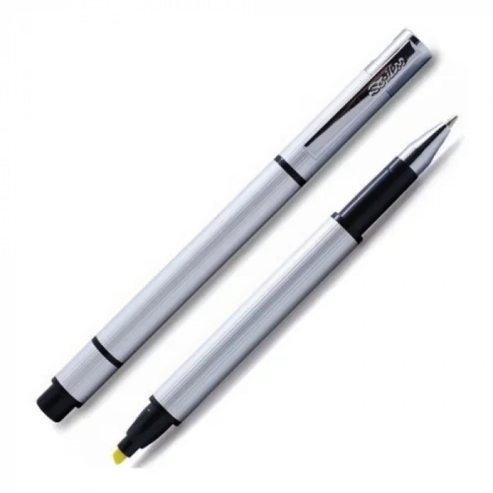 Scrikss Roller Kalem Siyah Doppio - Sarı Fosforlu
