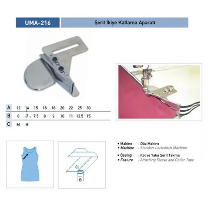 Şerit İkiye Katlama Apara 20x10mm / UMA-216