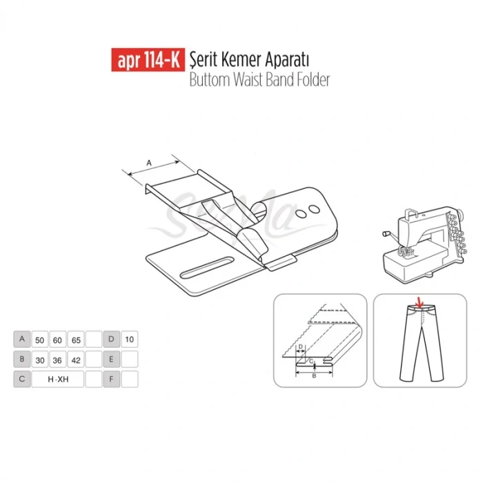 Şerit Kemer Kavisli Aparat 75mm-45mm / APR 114-K