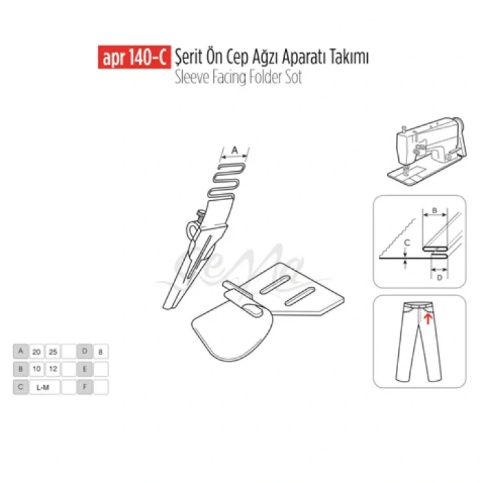 Şerit Ön Cep Ağzı Apara Set 25x12mm / APR 140-C