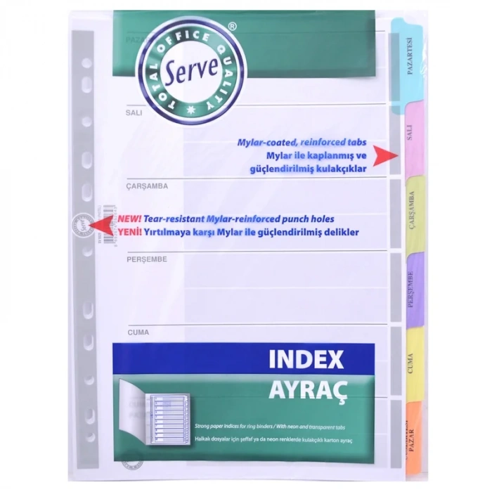 SERVE 5525-P KARTON AYRAÇ A4 GÜNLER