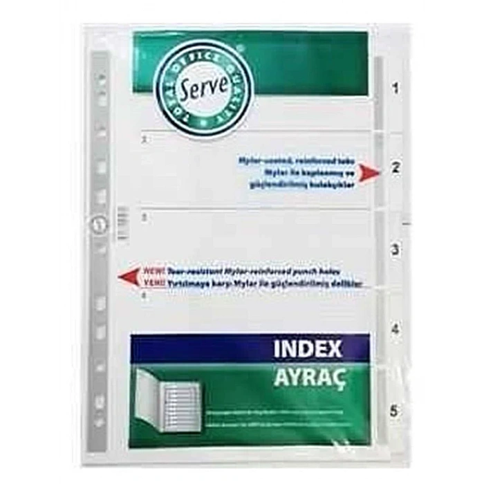 SERVE 6305 PLASTİK AYRAÇ A4 1-5 RAKAM