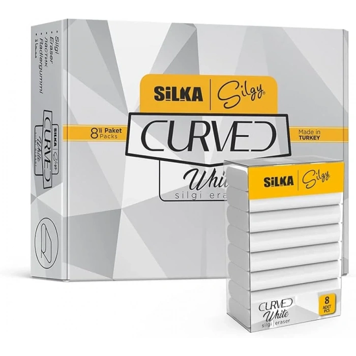 Silka Curved Beyaz Silgi 8 Li Sg.52