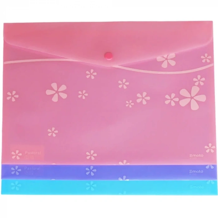 Smato Çıtçıtlı Evrak Zarfı Mat Çiçek Desenli Mor W7542