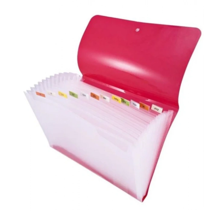 Smato W3704 Çıtçıtlı Evrak Dosyası 12 Seperatörlü Şeffaf Turuncu