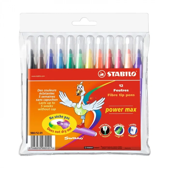 Stabilo 980 Power Max Xlrage Keçeli Kalem 12 Renk
