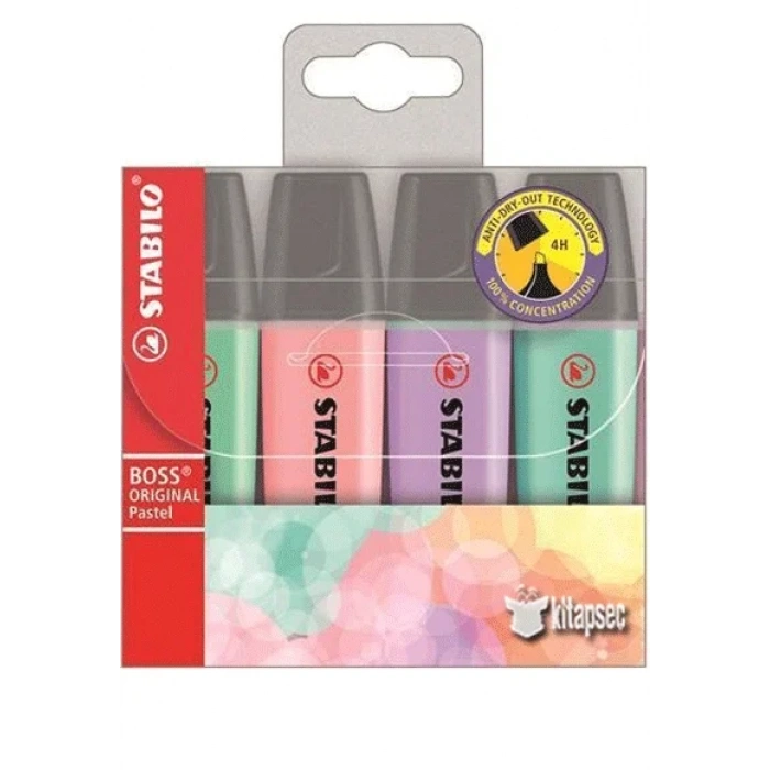 Stabilo Boss Original Fosforlu Kalem 4 Pastel Renk Paket