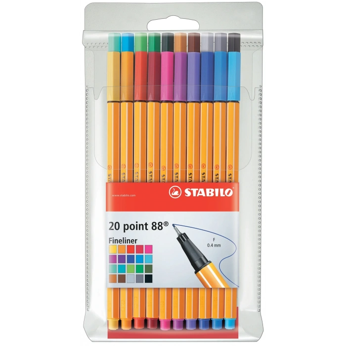 Stabilo Point 88 İnce Uçlu Keçeli Kalem Seti 20 Renk Askılı Paket