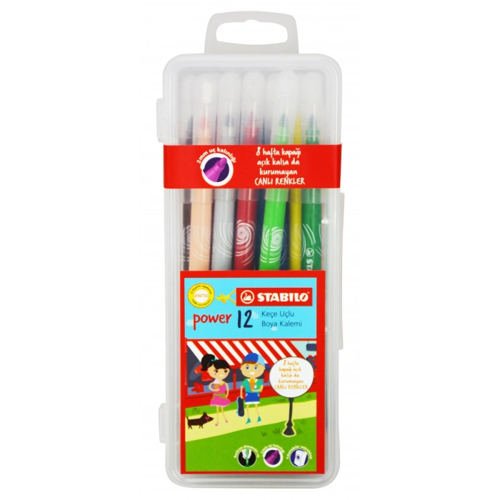 Stabilo Power Keçeli Kalem Seti 12 Renk Kutu