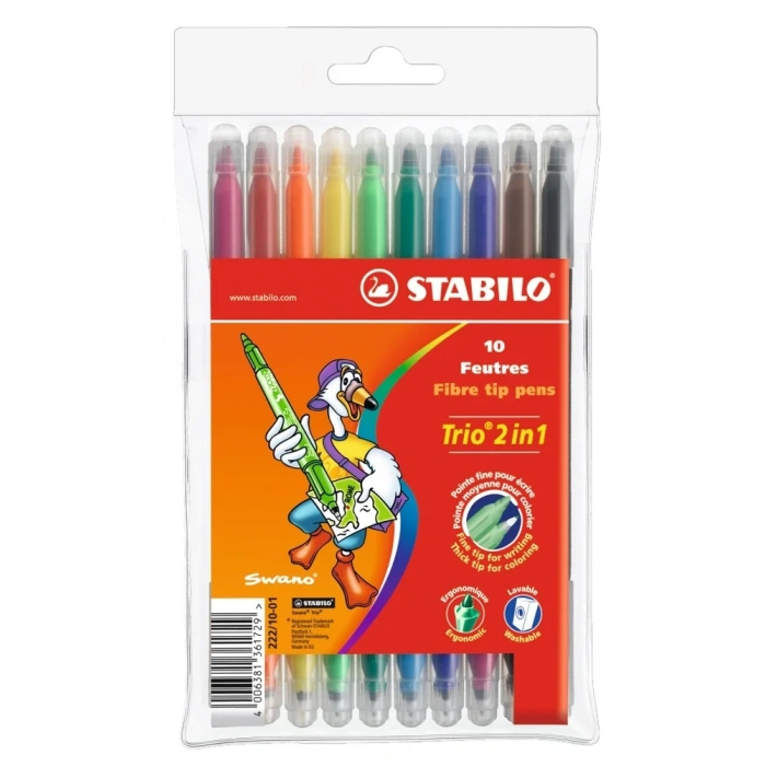 Stabilo Trio 2in1 Çift Uçlu Keçeli Kalem 10 Renk 222/10-01