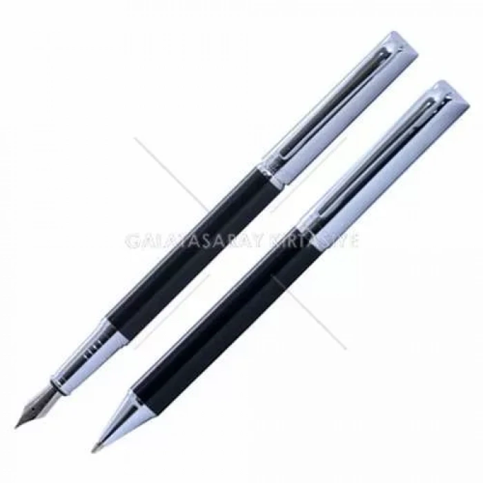 Steelpen Dolmakalem + Tükenmez Plus Siyah Krom Desenli 5083