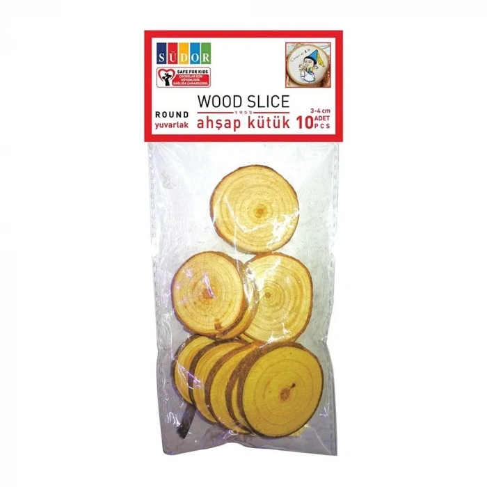 Südor Ahşap Kütük 3-4 Cm Yuvarlak 10 Lu Bs132
