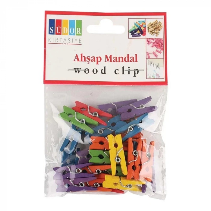 Südor Ahşap Mandal Büyük 3.5Cm Renkli 20Li Bs130