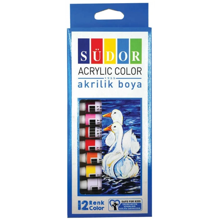 Südor Akrilik Boya Seti 9 ml 12 Renk Tüp