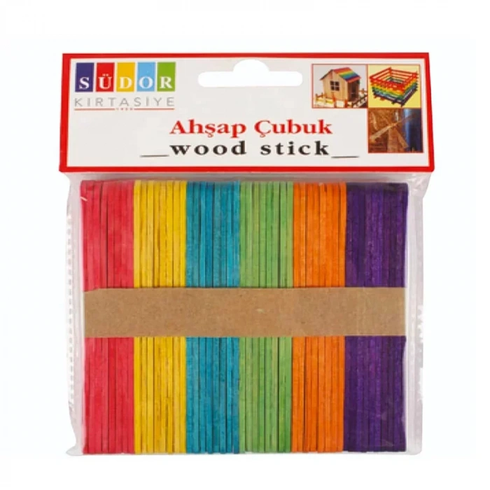 Südor Bs69 Renkli Küçük Boy Ahşap Dondurma Sapı