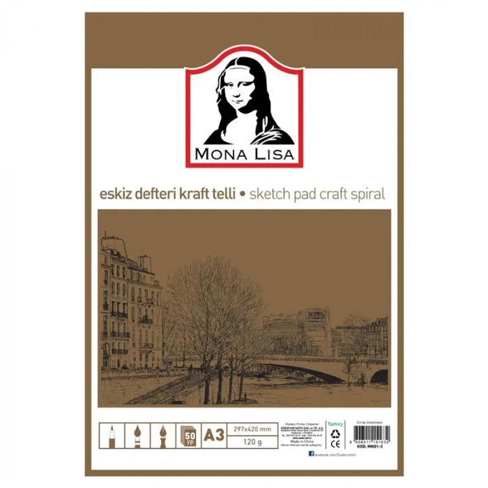 SÜDOR ESKİZ DEFTERİ A3 120 gr KRAFT TELLİ MN01-3
