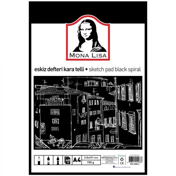 SÜDOR ESKİZ DEFTERİ A4 40 YP KARA SPR MN02-4