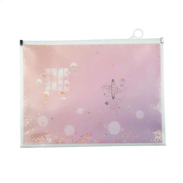 Südor Fermuarlı Dosya A4 Desenli Simli