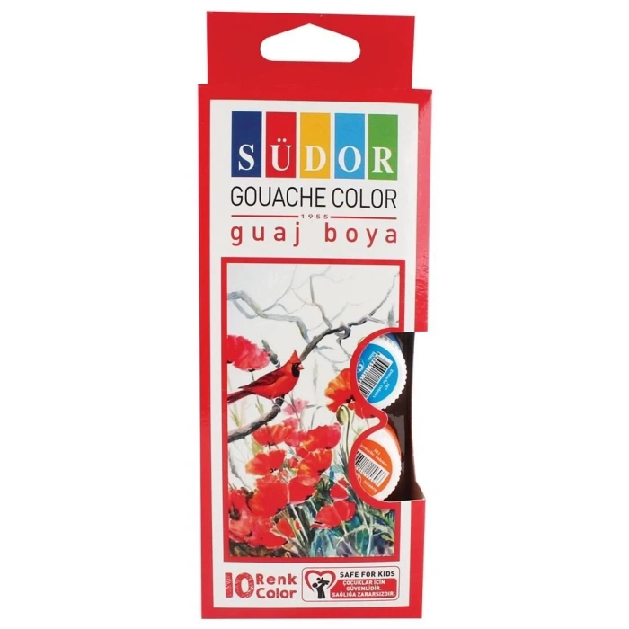 Südor Guaj Boya Seti 10 Renk x 15 ml. Şişe