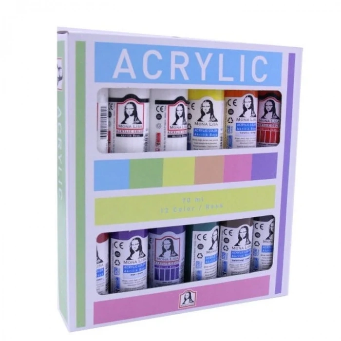 Südor Mona Lisa Akrilik Boya Seti 12 Renk x 70 ml. (Ekstra Beyaz)