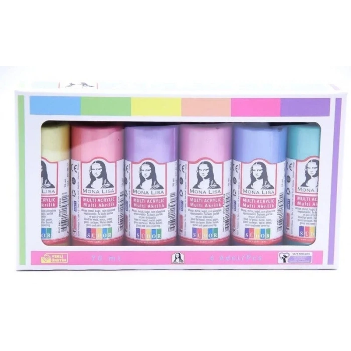 Südor Mona Lisa Multi Akrilik Boya Seti 6 Metalik Renk x 70 ml. Şişe