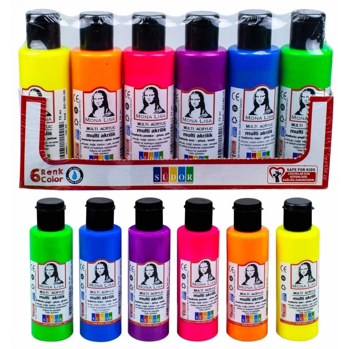 SÜDOR MONALİSA 6x70 ml FOSFOR AKRİLİK BOYA SD1006F