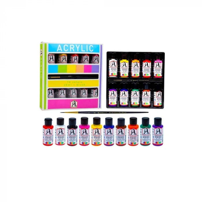 Südor Monalisa Akrilik Boya 10 Renk x 40 ml + Fırçalı Set Ml122