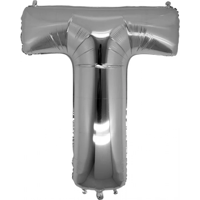 T Harfi Gümüş Folyo Balon