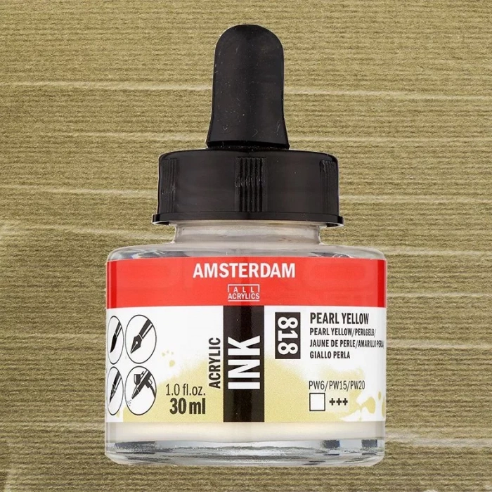 Talens Amsterdam Acrylic Ink 30ml 818 Pearl Yellow
