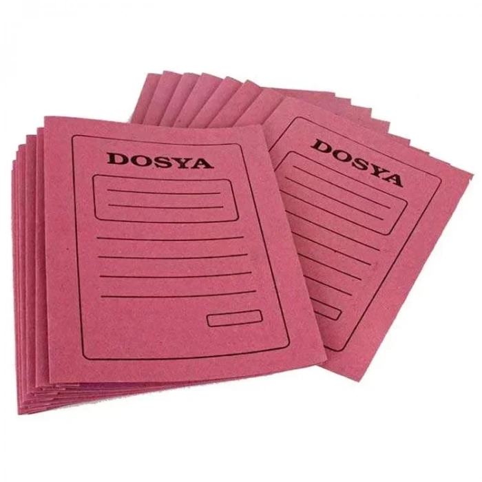 Tam Kapak Pembe Karton Telli Dosya (50 Li Paket)