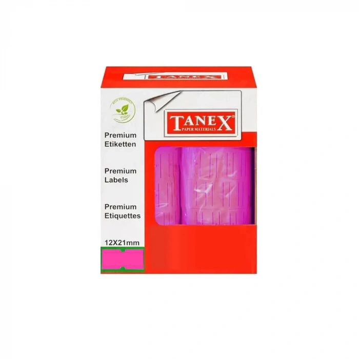 Tanex 12x21 Motex Çizgili Flo Pembe Etiket 800 Adet