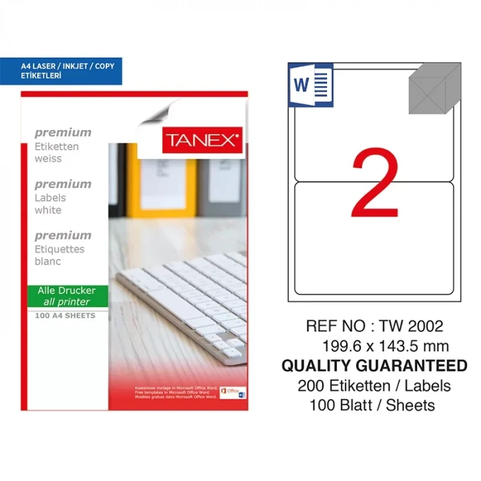 Tanex 199,6x143,5 Laser Etiket Tw-2002