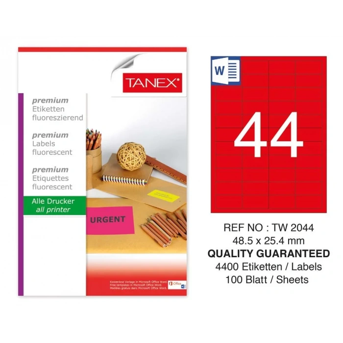 Tanex 48,5x25,4 Laser Etiket Tw-2044
