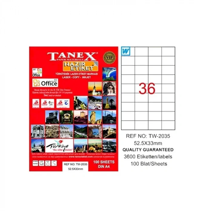TANEX 52.5x33 LASER ETİKET TW-2035