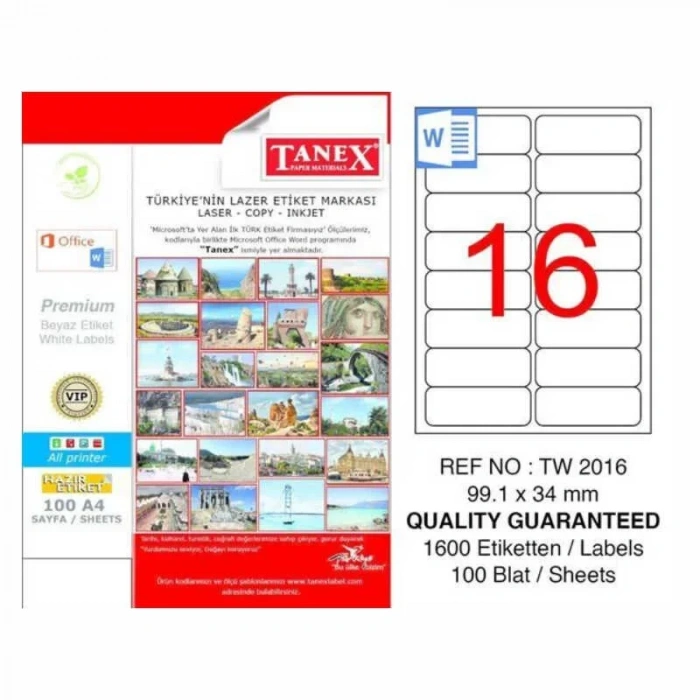 Tanex 99,1x34 Laser Etiket Tw-2016